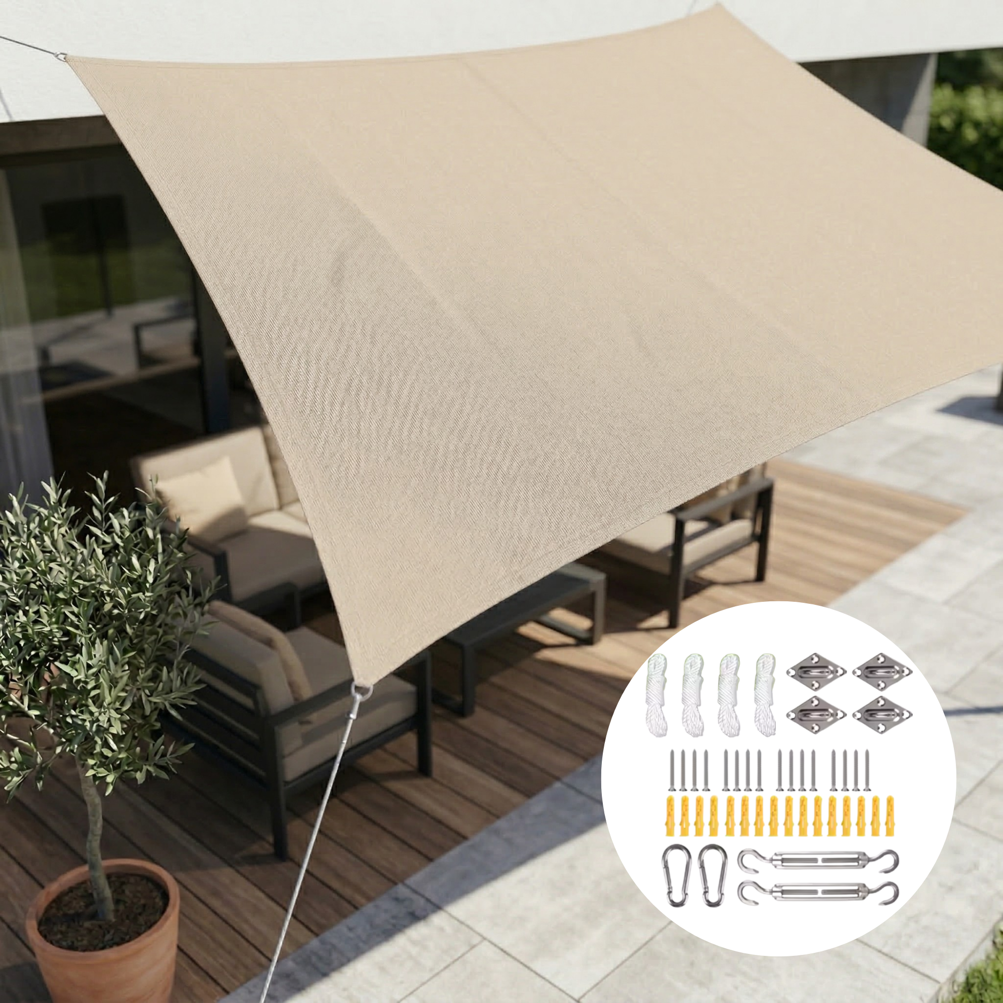 Tissu d'ombrage rectangulaire imperméable | Tissu d'extérieur imperméable | Protection UV | SkyCover