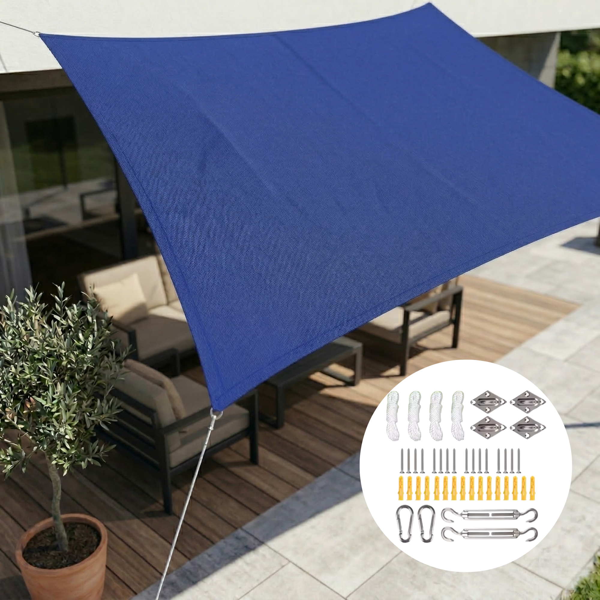 Tissu d'ombrage rectangulaire imperméable | Tissu d'extérieur imperméable | Protection UV | SkyCover