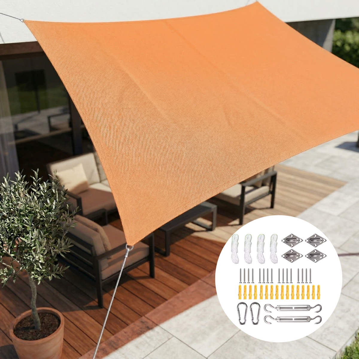 Voile d'Ombrage Rectangulaire Imperméable | Tissu Extérieur avec Protection UV