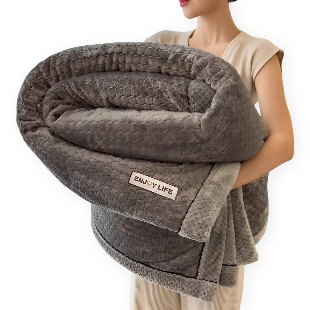 Couverture en Fleece Douce avec Motif Patchwork – Plaid d'Hiver Chaud de 300–350 g/m²