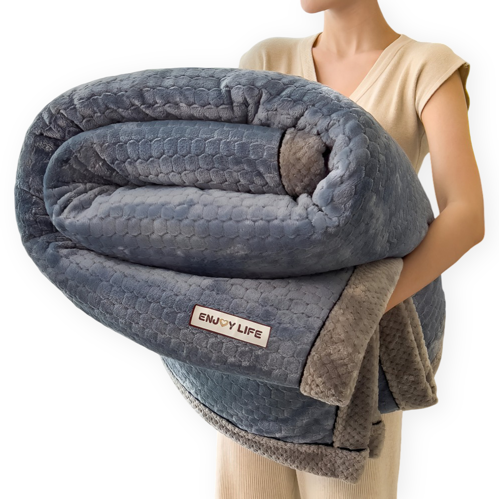 Couverture en Fleece Douce avec Motif Patchwork – Plaid d'Hiver Chaud de 300–350 g/m²
