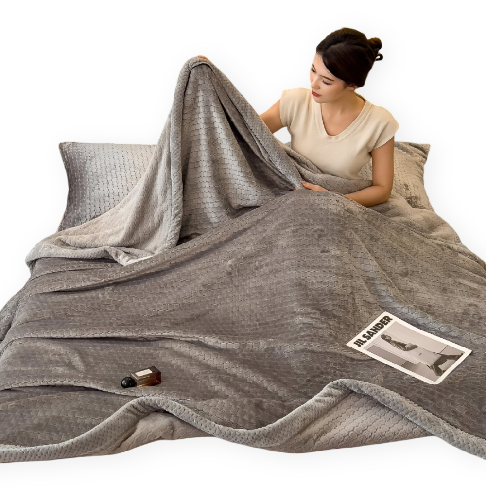 Couverture en Fleece Douce avec Motif Patchwork – Plaid d'Hiver Chaud de 300–350 g/m²