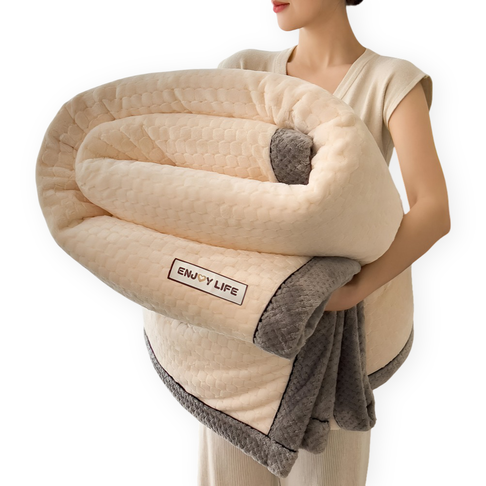Couverture en Fleece Douce avec Motif Patchwork – Plaid d'Hiver Chaud de 300–350 g/m²