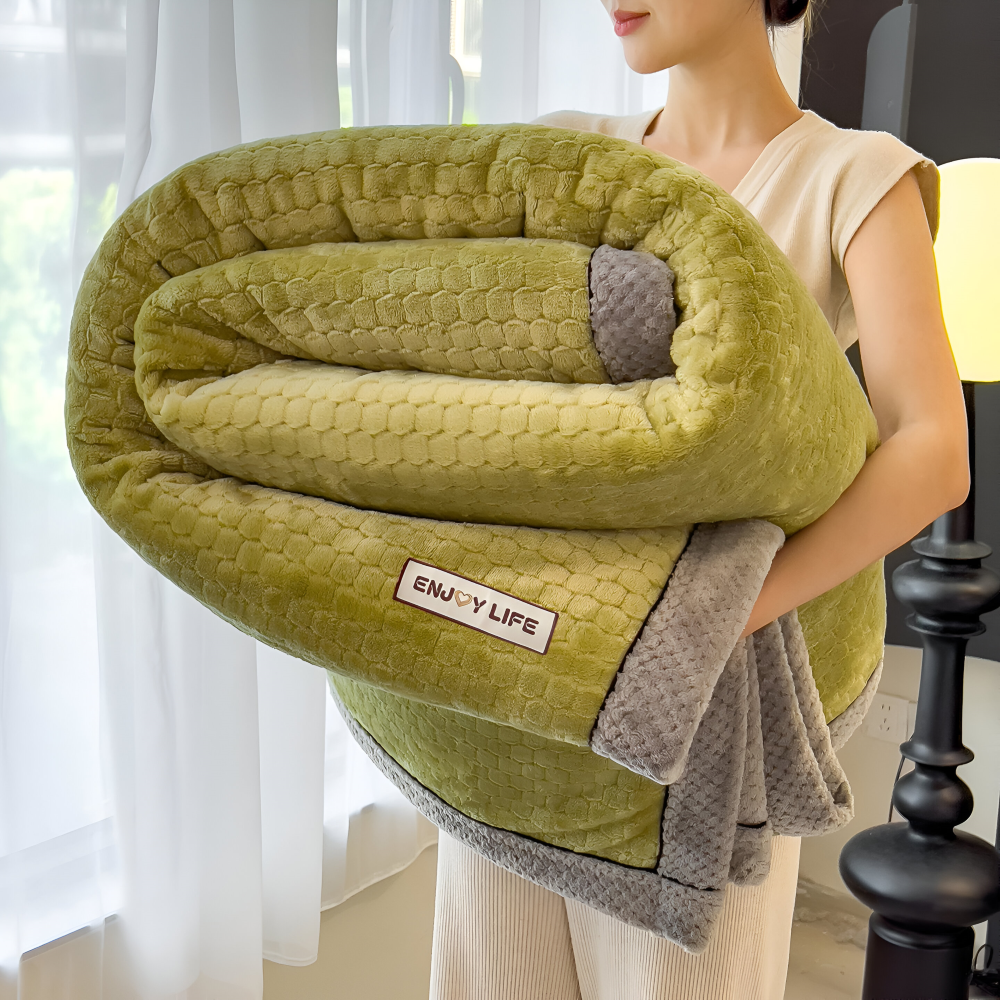 Couverture en Fleece Douce avec Motif Patchwork – Plaid d'Hiver Chaud de 300–350 g/m²