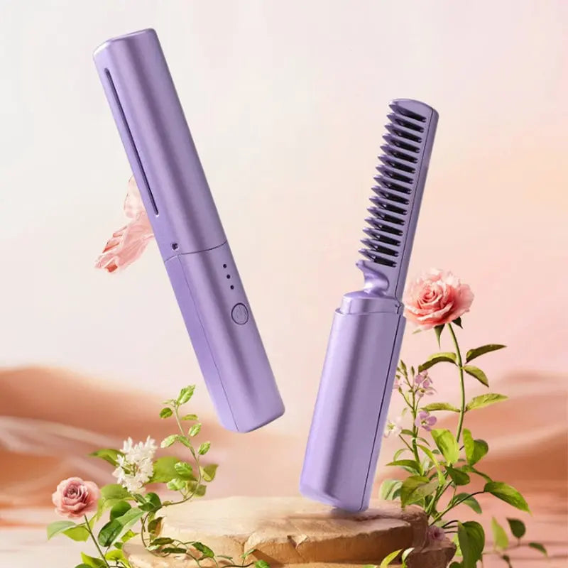 Brosse à Cheveux et Lisseur 2-en-1 – Outil de Coiffage Pratique pour le Voyage
