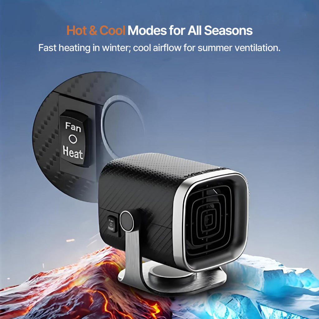 Chauffage de voiture 12V/24V – Chauffage portable avec ventilateur rotatif à 360°