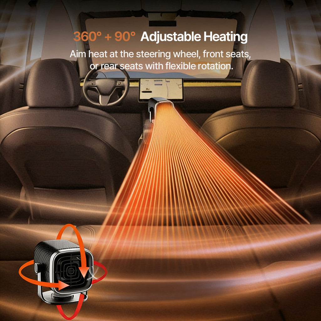 Chauffage de voiture 12V/24V – Chauffage portable avec ventilateur rotatif à 360°