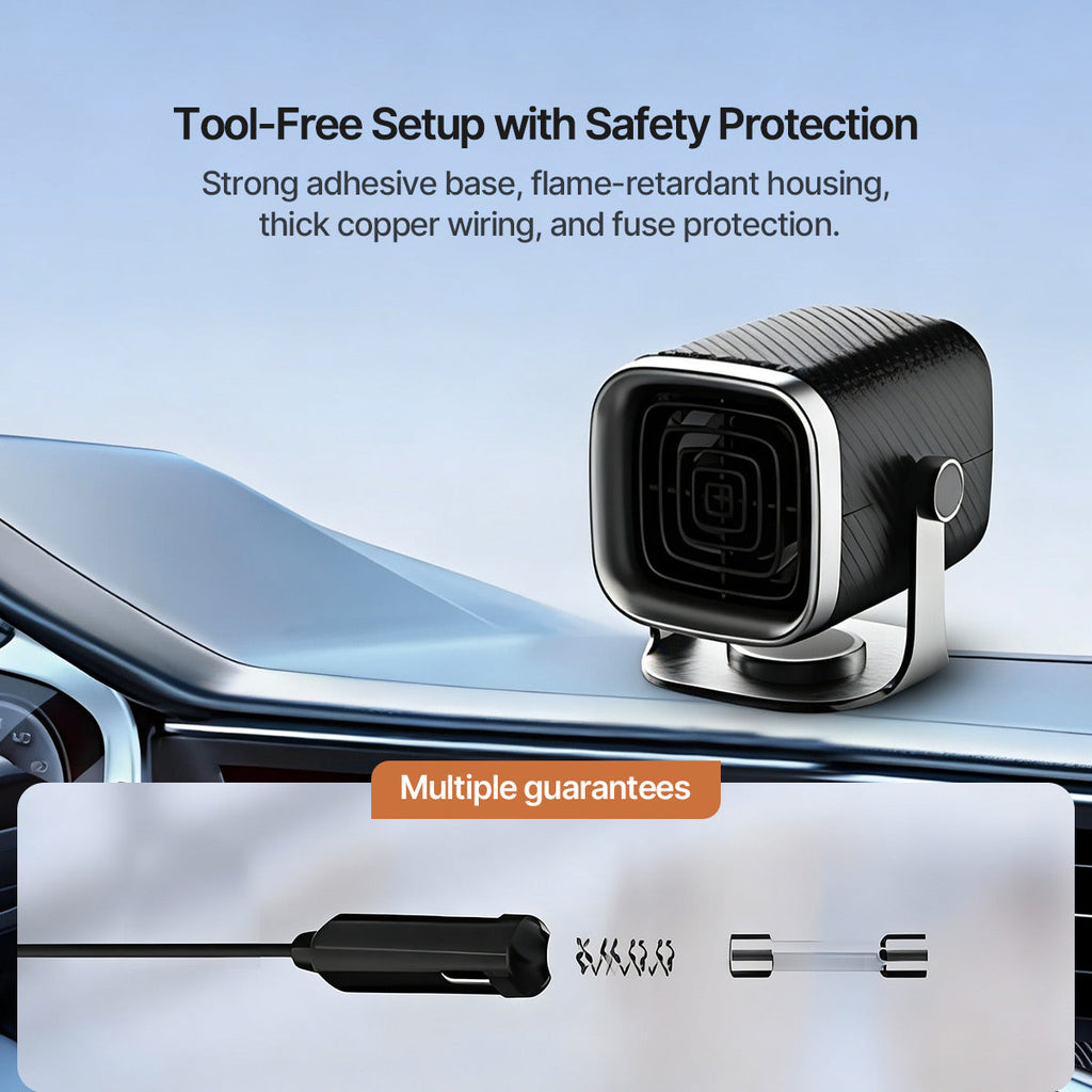 Chauffage de voiture 12V/24V – Chauffage portable avec ventilateur rotatif à 360°