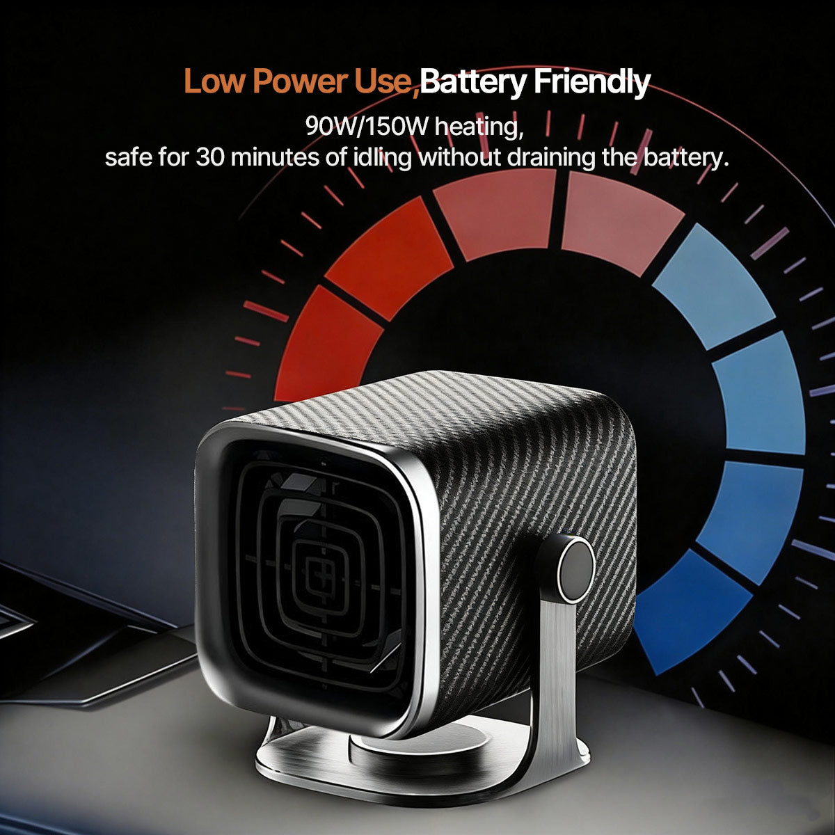 Chauffage de voiture 12V/24V – Chauffage portable avec ventilateur rotatif à 360°