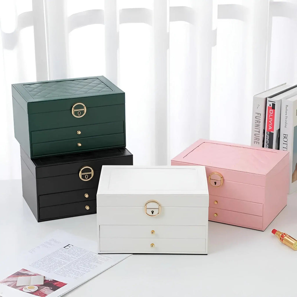 Boîte à Bijoux Luxueuse à Plusieurs Niveaux – EleganceBox