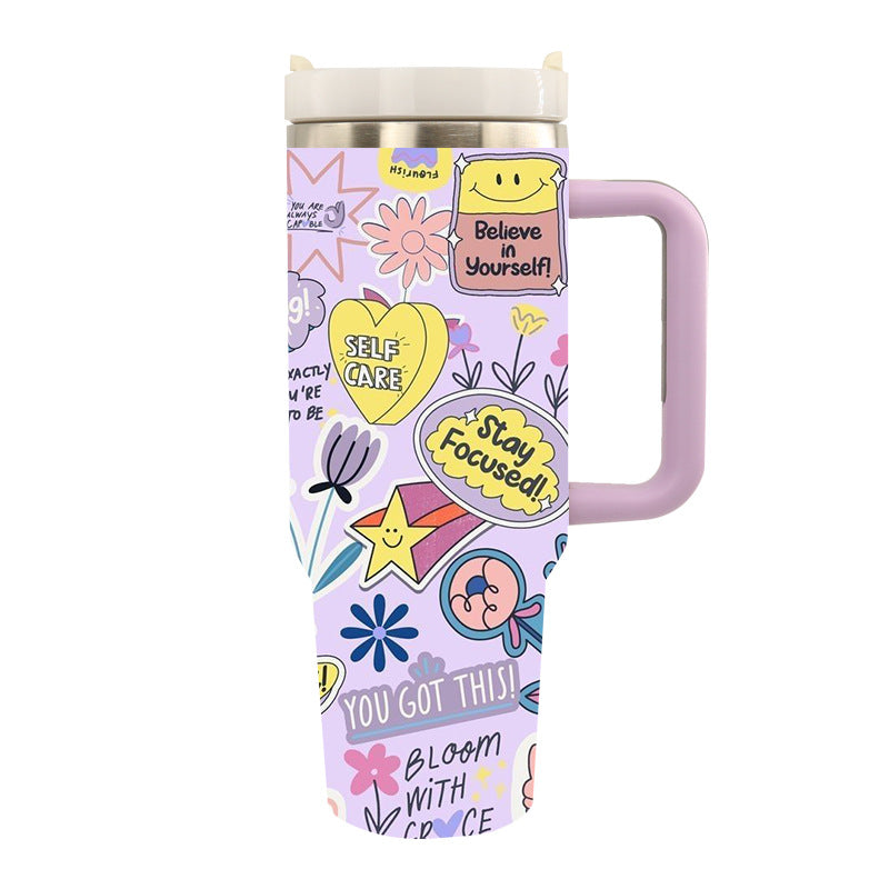 Tasse Thermos Isolée avec Imprimé Tigre – Tasse à Boire Réutilisable