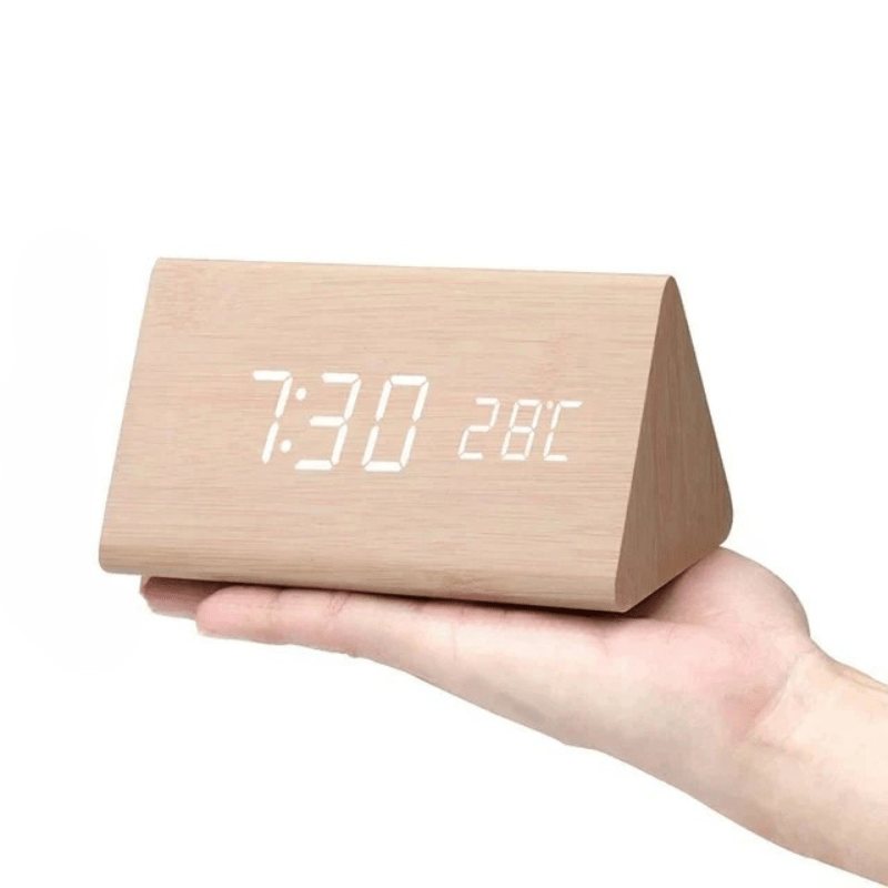 WoodSense Horloge en Bois LED – Commande Vocale & Élégante pour Chaque Pièce