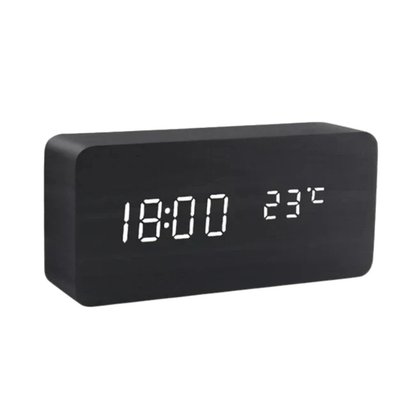 WOODSENSE – Montre en bois LED avec commande vocale pour une affichage du temps élégante