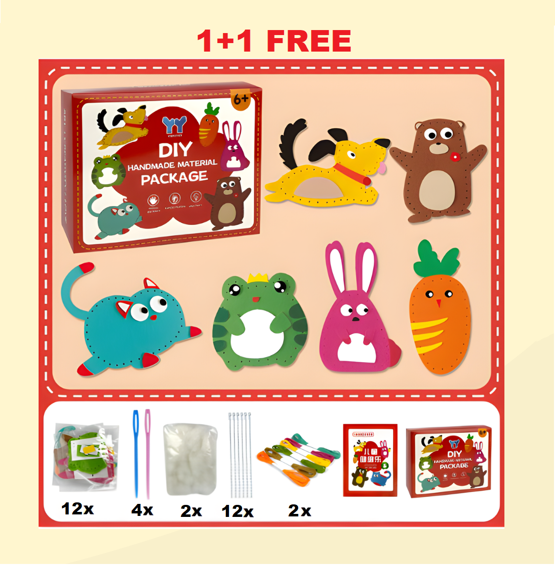 Kletshuts™ SewingCraft 1+1 GRATUIT : Kit de couture DIY Animaux pour Enfants, Set de Créativité