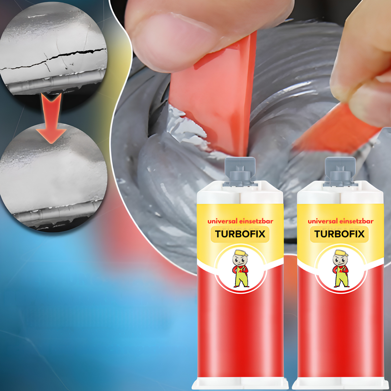 TurboFix | Colle de réparation industrielle ultra-résistante | Soudage sans machine à souder | Pour métal, bois, plastique et plus