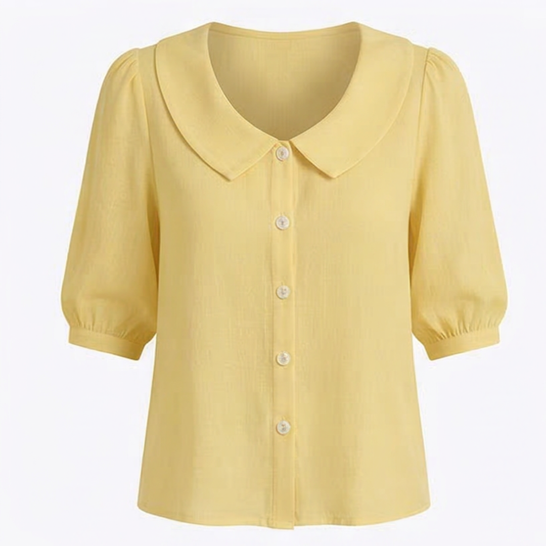 Collara – Blouse Boutonnée à Col Peter Pan Rétro