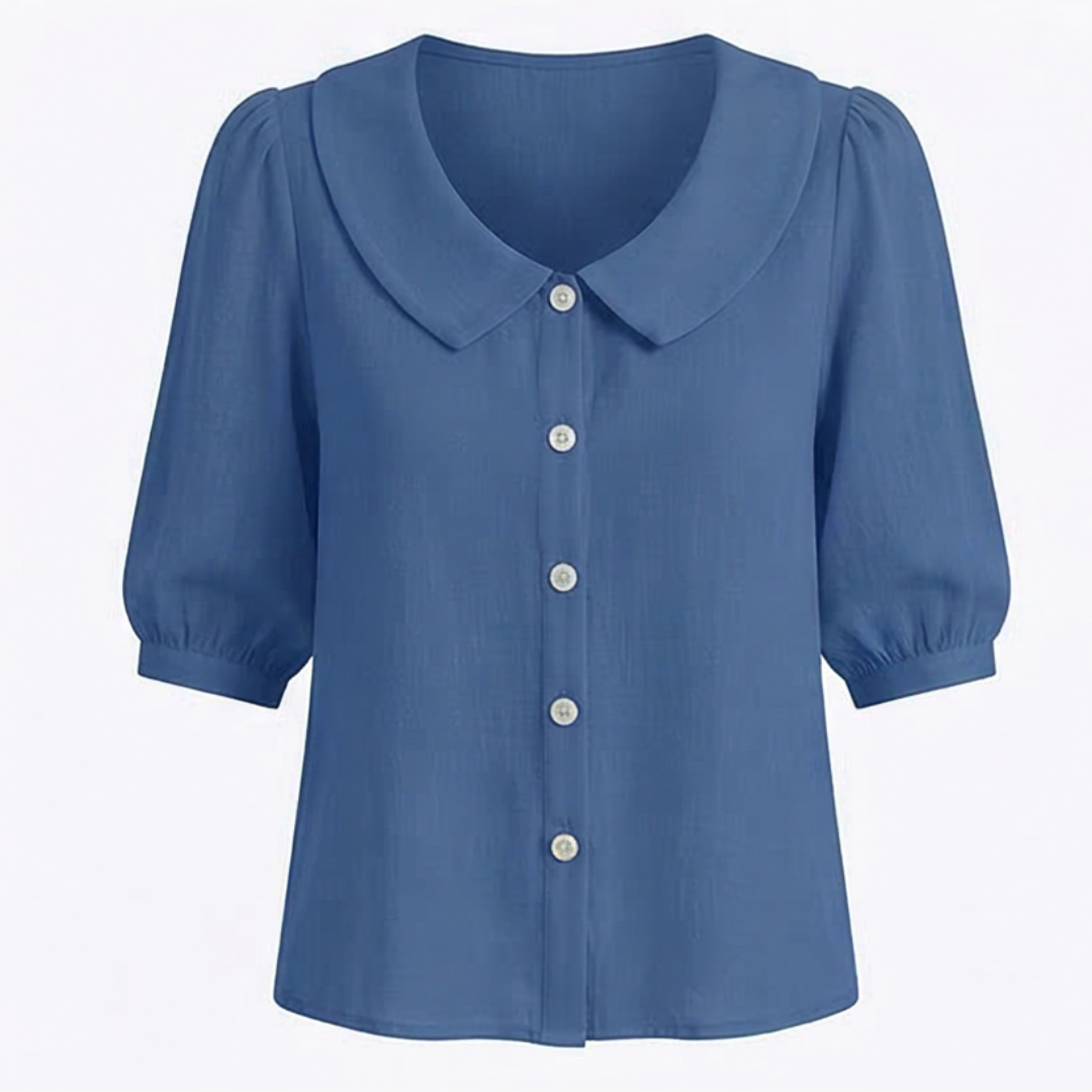 Collara – Blouse Boutonnée à Col Peter Pan Rétro