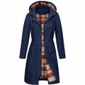 Veste de Pluie Femme avec Capuche – Imperméable avec Doublure en Fleece à Carreaux