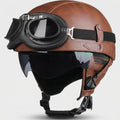 Aviateur Vintage | Casque de Moto Demi-Visage avec Visière Rétractable | Casque Confortable pour des Balades Urbaines Stylées