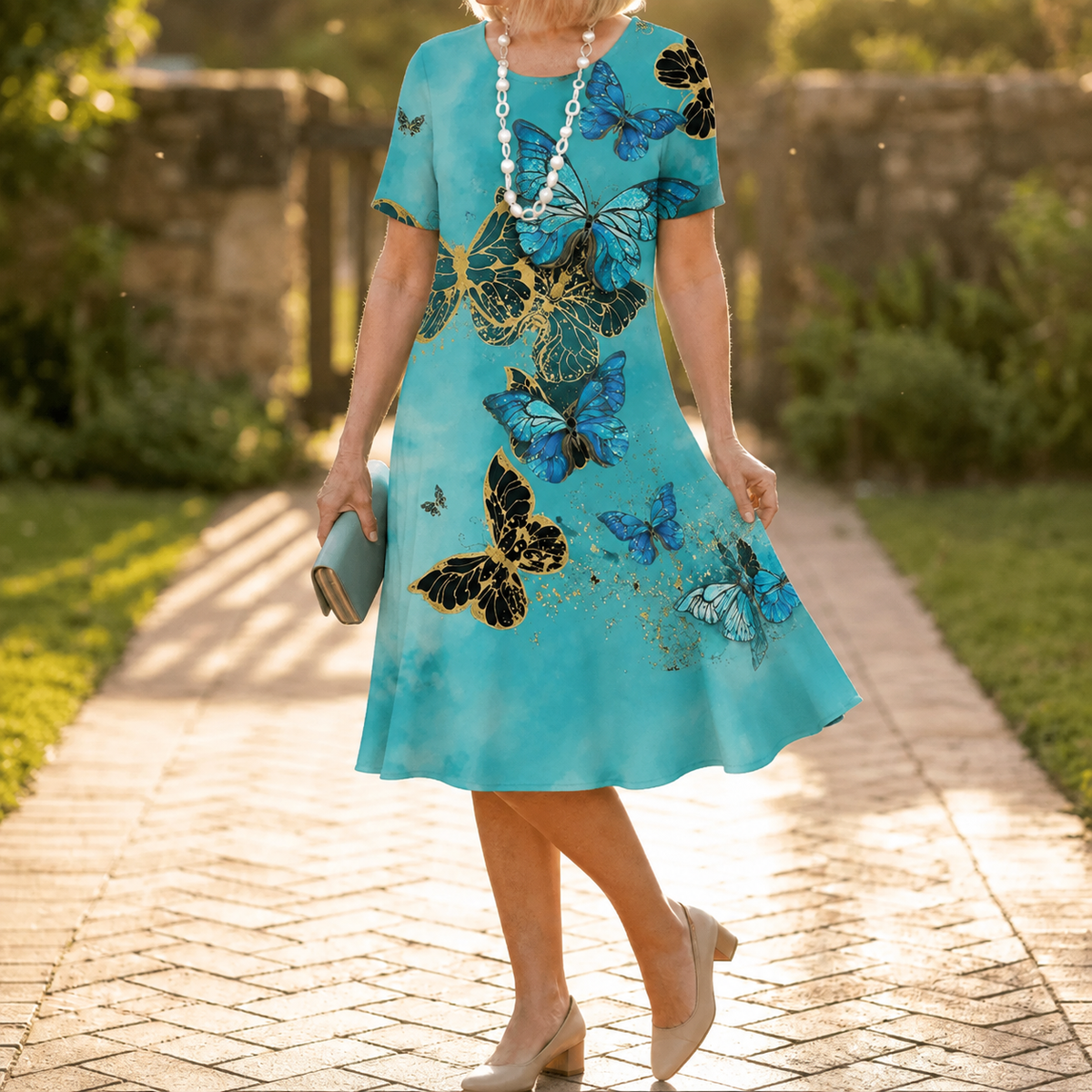 Vivara – Robe à imprimé dégradé plissé pour femmes