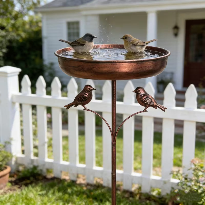 Baignoire à Oiseaux avec Support | Bol en Métal Robuste