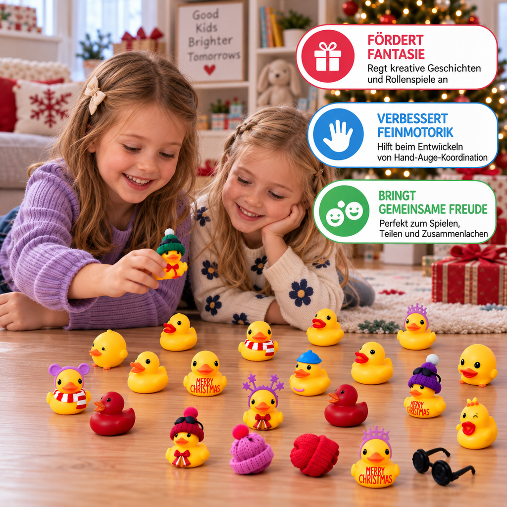 Calendrier de l'Avent de Noël avec des canards en caoutchouc