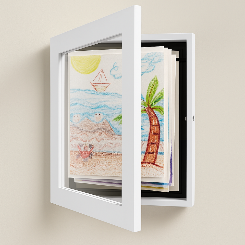 Cadre de Rangement pour Œuvres d'Art d'Enfants et Affichage de Photos Murales