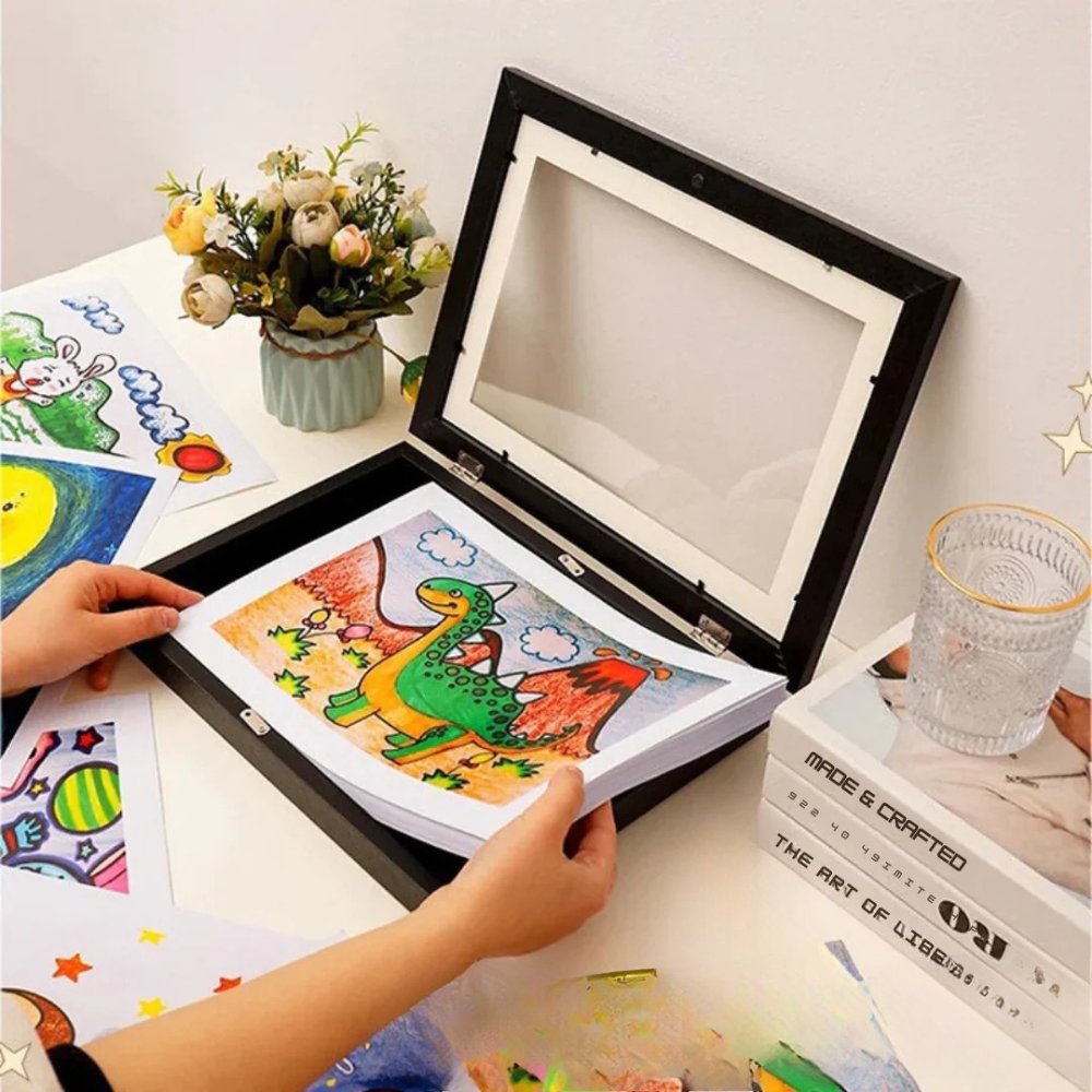 Cadre de Rangement pour Œuvres d'Art d'Enfants et Affichage de Photos Murales