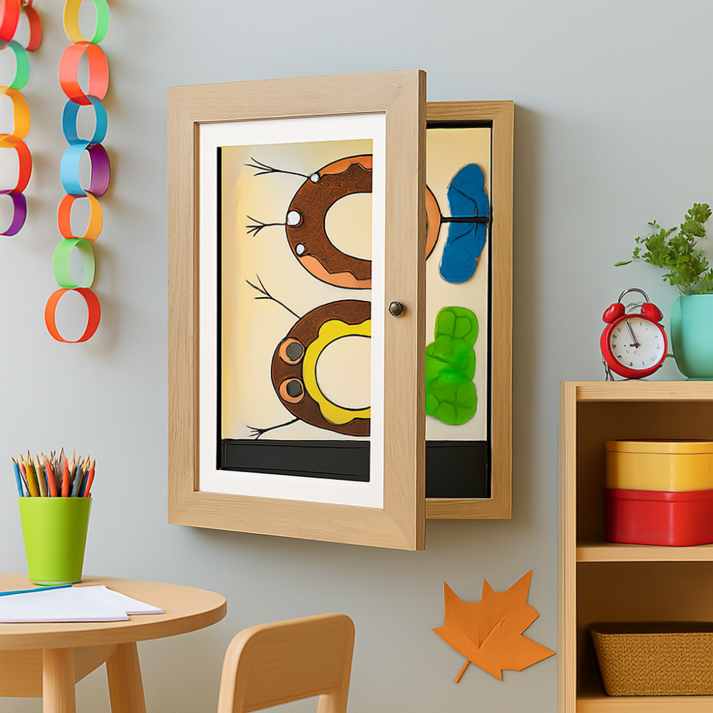 Cadre de Rangement pour Œuvres d'Art d'Enfants et Affichage de Photos Murales