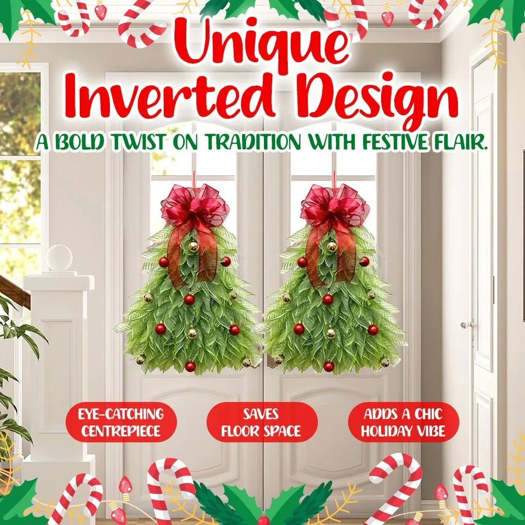 Couronne de Noël | Arbre inversé & Minuteur LED | 53 x 48 cm