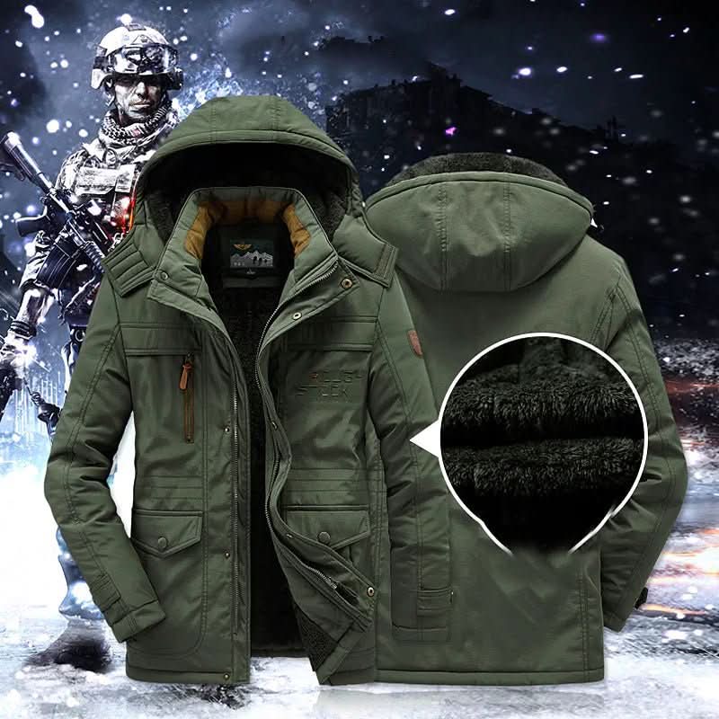 Parka Coupe-Vent Doublée en Fleece avec Capuche en Fourrure Amovible pour Chaleur et Confort
