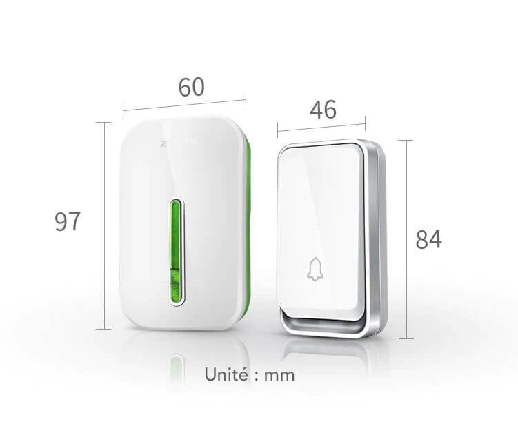 Sonnette sans batterie sans fil avec design étanche et portée étendue