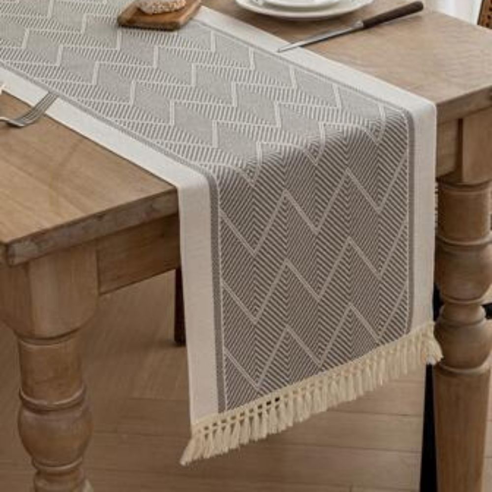 Nappe Tissée de Luxe avec Motif Zigzag – Nappe Scandinave pour Table à Manger & Intérieur