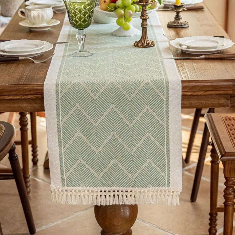 Nappe Tissée de Luxe avec Motif Zigzag – Nappe Scandinave pour Table à Manger & Intérieur