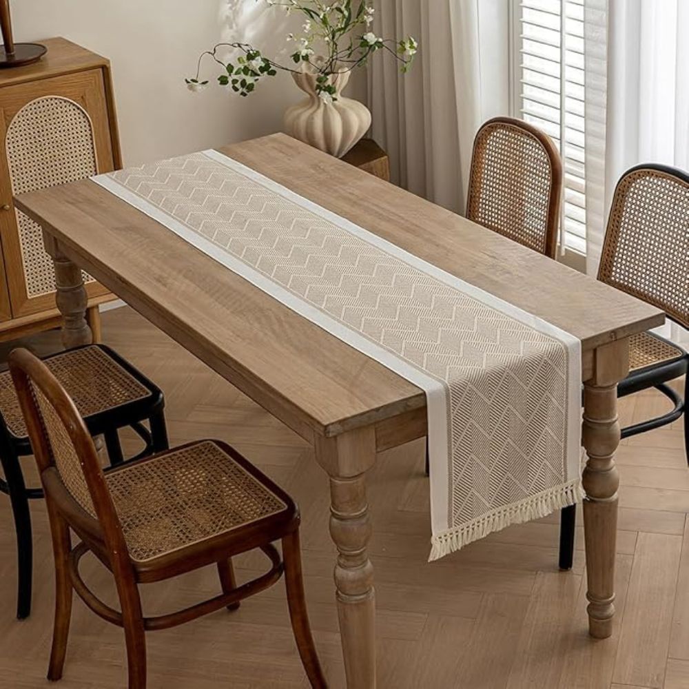 Nappe Tissée de Luxe avec Motif Zigzag – Nappe Scandinave pour Table à Manger & Intérieur