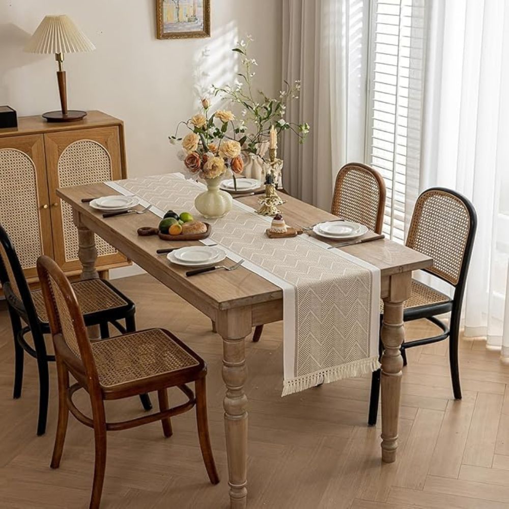 Nappe Tissée de Luxe avec Motif Zigzag – Nappe Scandinave pour Table à Manger & Intérieur