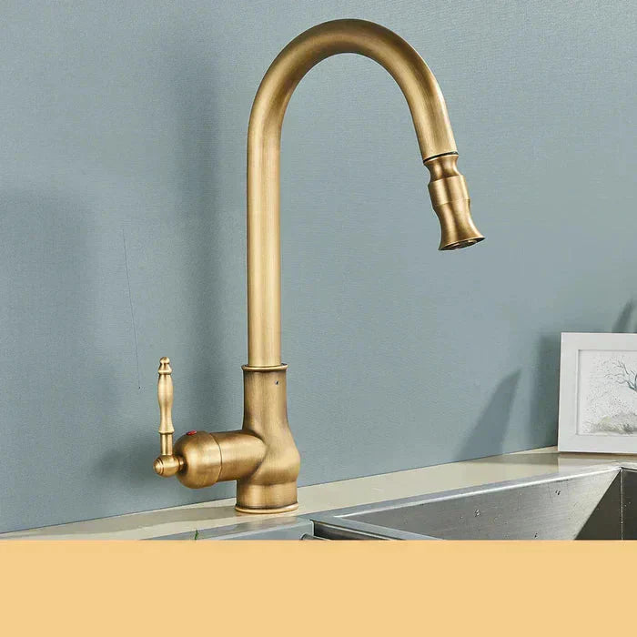 Robinet de Cuisine en Laiton Vintage | Bec Pivotant | Contrôle à Levier Unique | BrassArc
