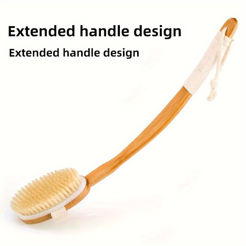 Brosse de Bain à Long Manche en Bois – Exfoliant pour le Dos avec Poils de Sanglier