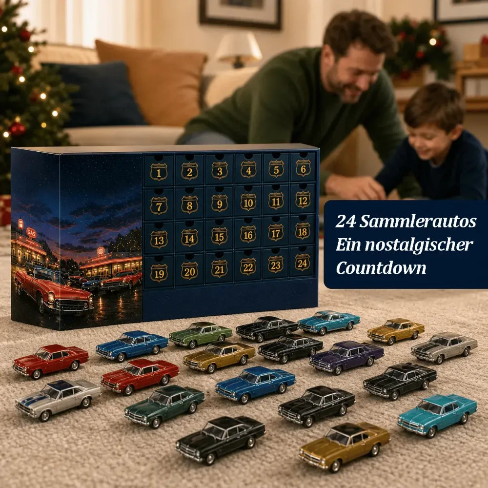 😍🚗 Calendrier de l'Avent « 24 jours de voitures américaines classiques » – 24 pièces de collection pour les passionnés d'automobiles