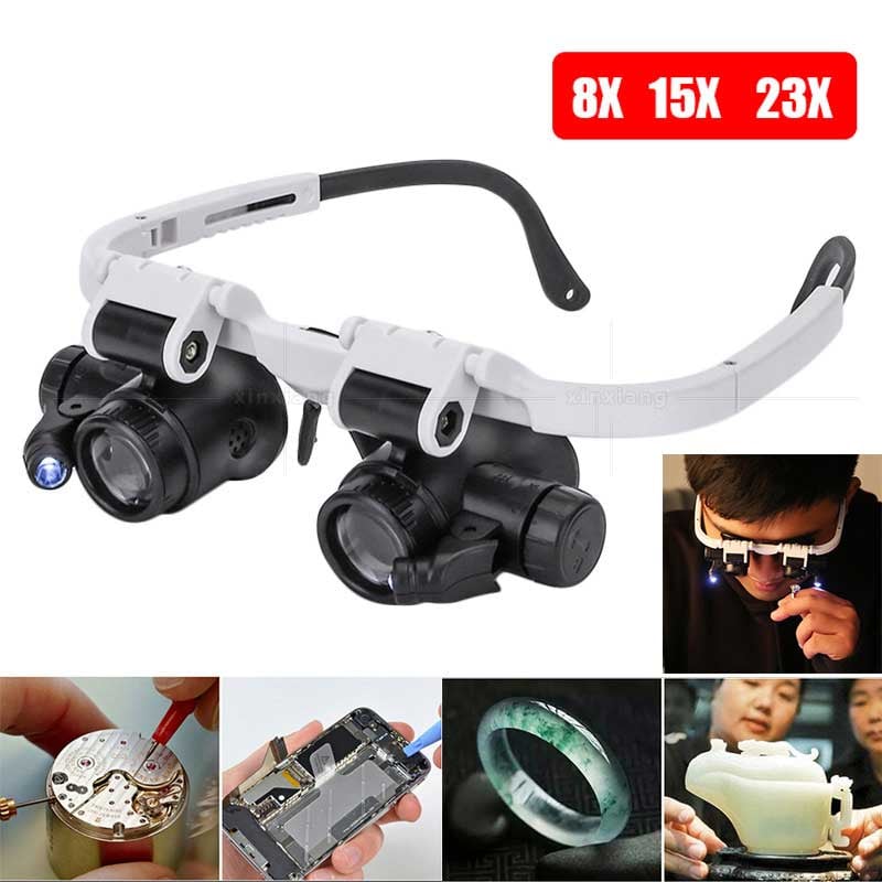 Lampe Frontale Loupe | Zoom 8–23x | Éclairage LED | Lampe Frontale MicroSight