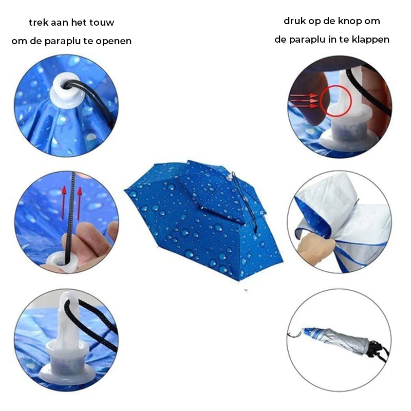 Chapeau Parapluie avec Sangle de Menton Réglable