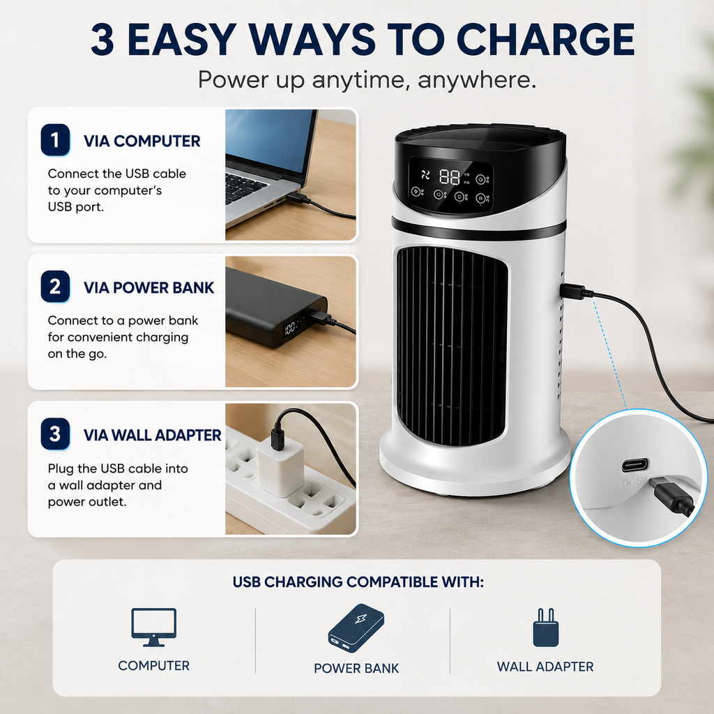 Climatiseur Portable - Énergétiquement Efficace & Refroidisseur de Pièce Compact