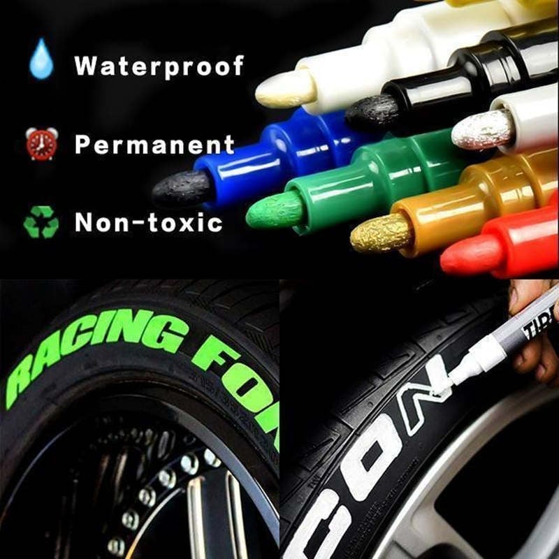 Stylo de Peinture pour Pneus ChromoBurst™ — Rendez Votre Conduite Inoubliable avec des Couleurs Vives et Durables Qui Attirent l'Attention