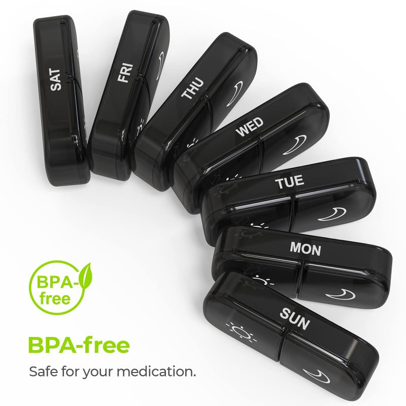 Organisateur de Pilules Hebdomadaire AM PM – Pratique pour les Voyages, Grande Capacité & Sans BPA