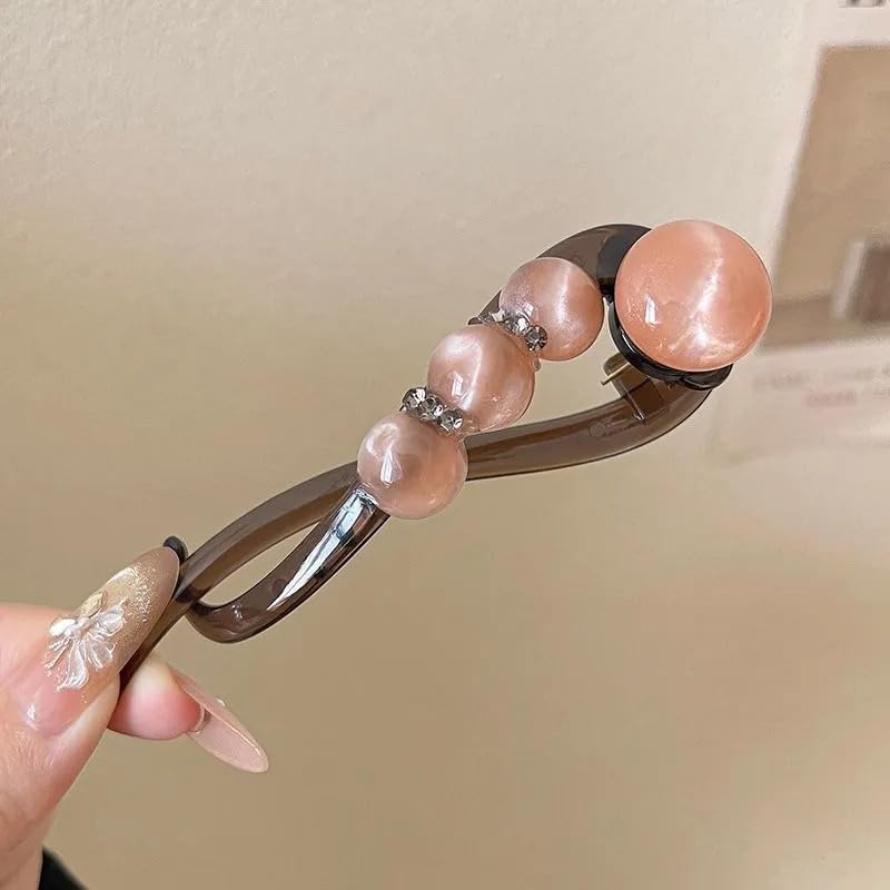 Élégant Clip à Cheveux en Perles de Rose Tordue