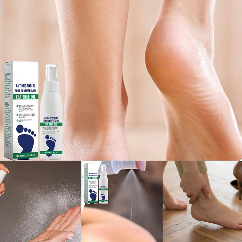 Spray pour les pieds à l'huile d'arbre à thé avec propriétés antimicrobiennes