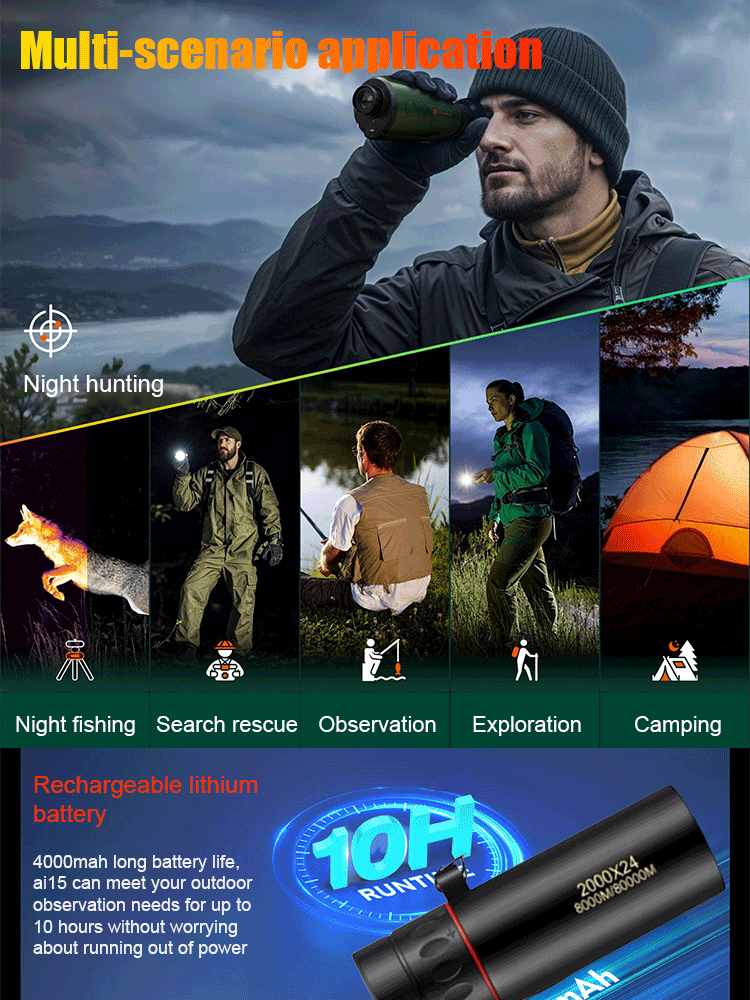 Appareil de Vision Nocturne à Imagerie Thermique avec Écran HD