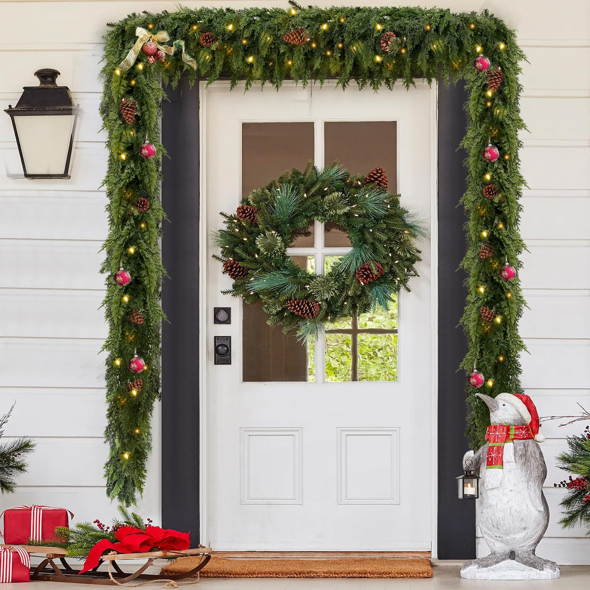 Guirlande de Noël avec éclairage LED blanc chaud – Branches de sapin réalistes