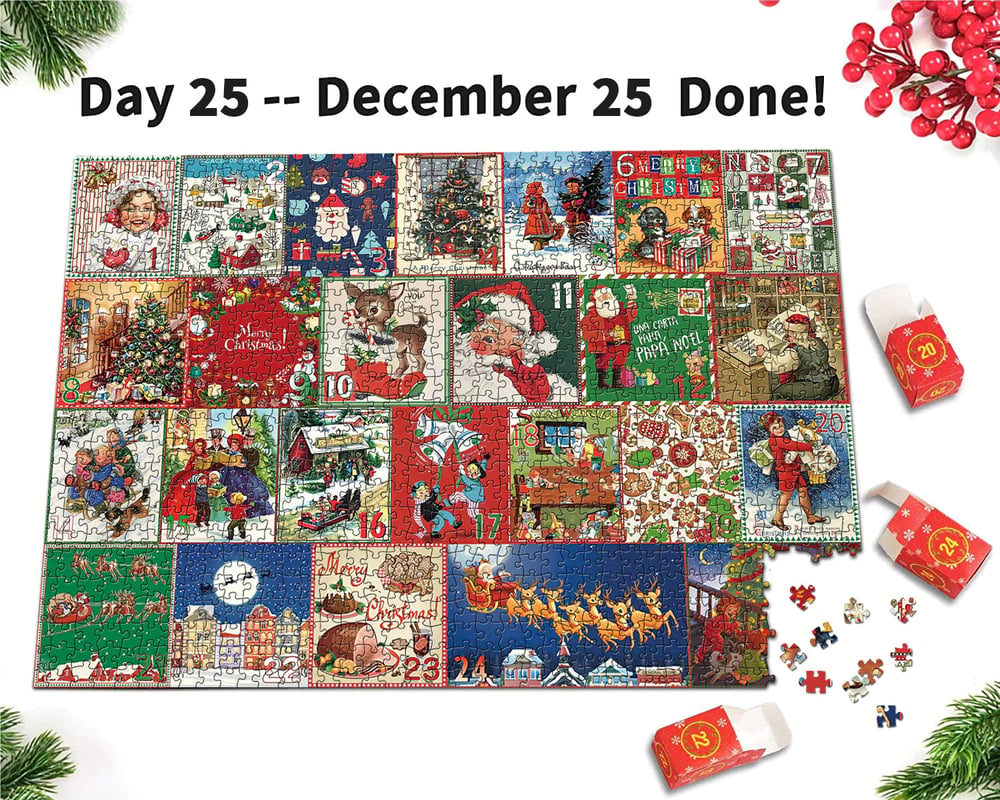 PuzzleJoy Calendrier de l'Avent Puzzle | Unique puzzle de 1000 pièces pour un plaisir quotidien !