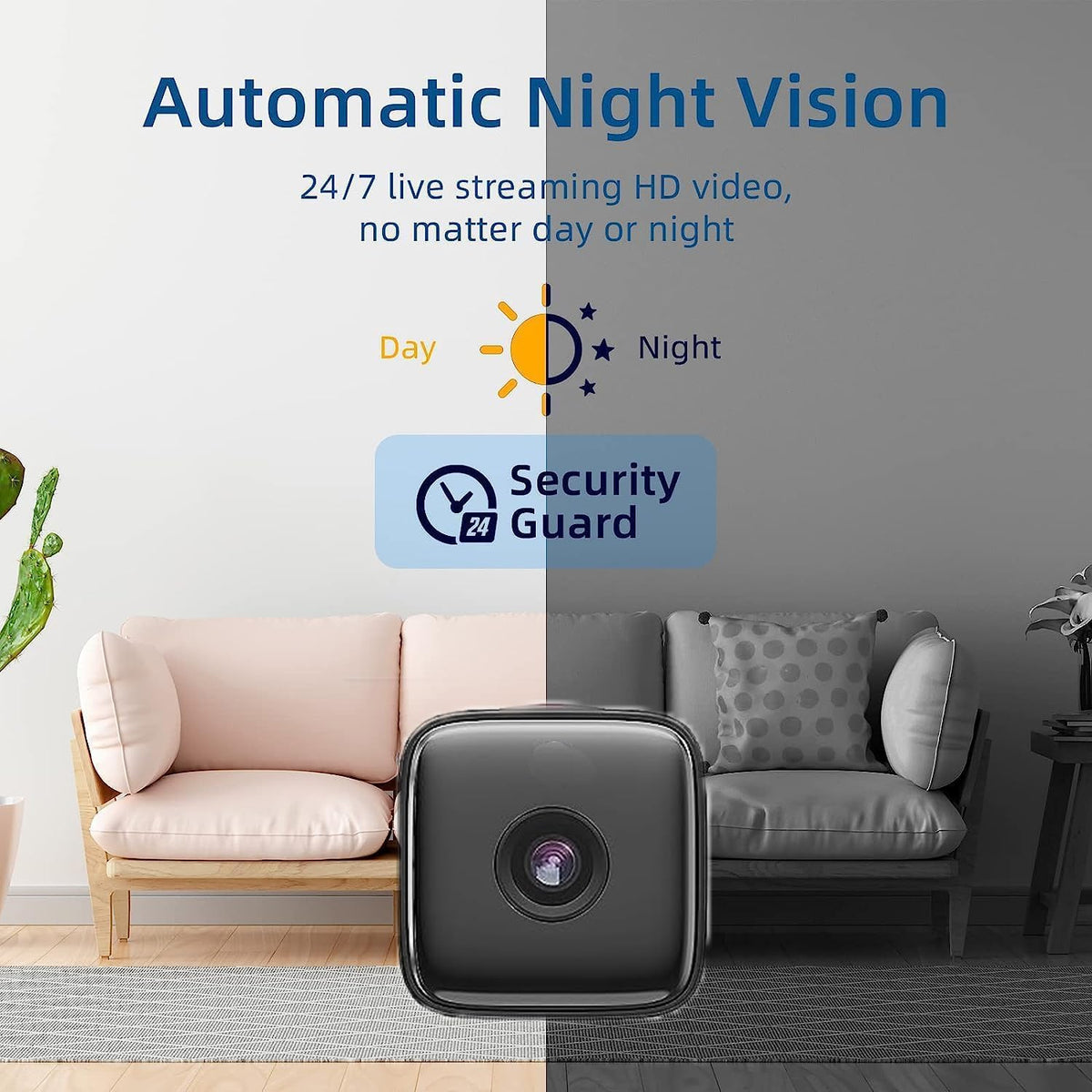 Caméra de Surveillance Intérieure | Détection de Mouvement & Vision Nocturne | Wi-Fi Intégré | SecureView